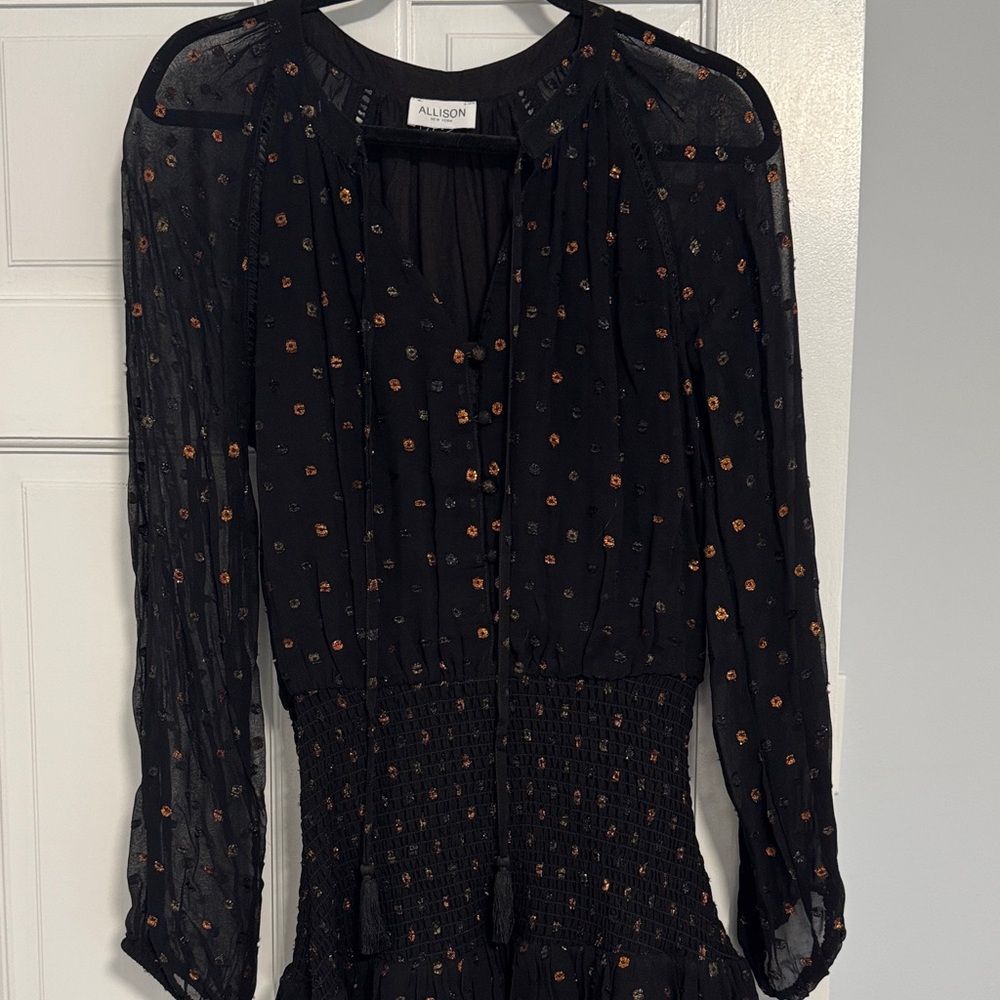 Black dress with ruching